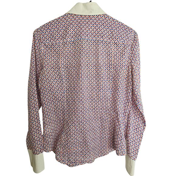 Tory Burch Brigitte Contrast Trim Blouse Old Money Quiet Luxury Ivy League Sz 4 - Picture 10 of 10